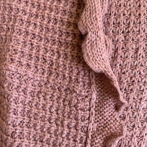 Anthropologie Moth Sz XS Rocia Ruffled Coccon Cardigan Waffle Knit Mauve Boho - Picture 16 of 16